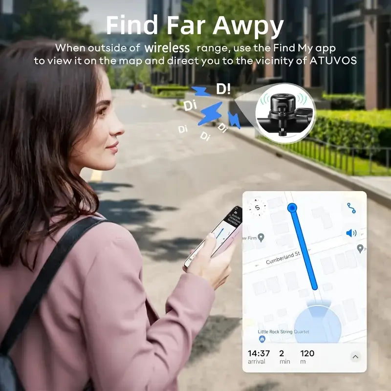 Trådløs cykelklokke med Tyverisikring og indbygget tracker. Passer til Iphone/iOS